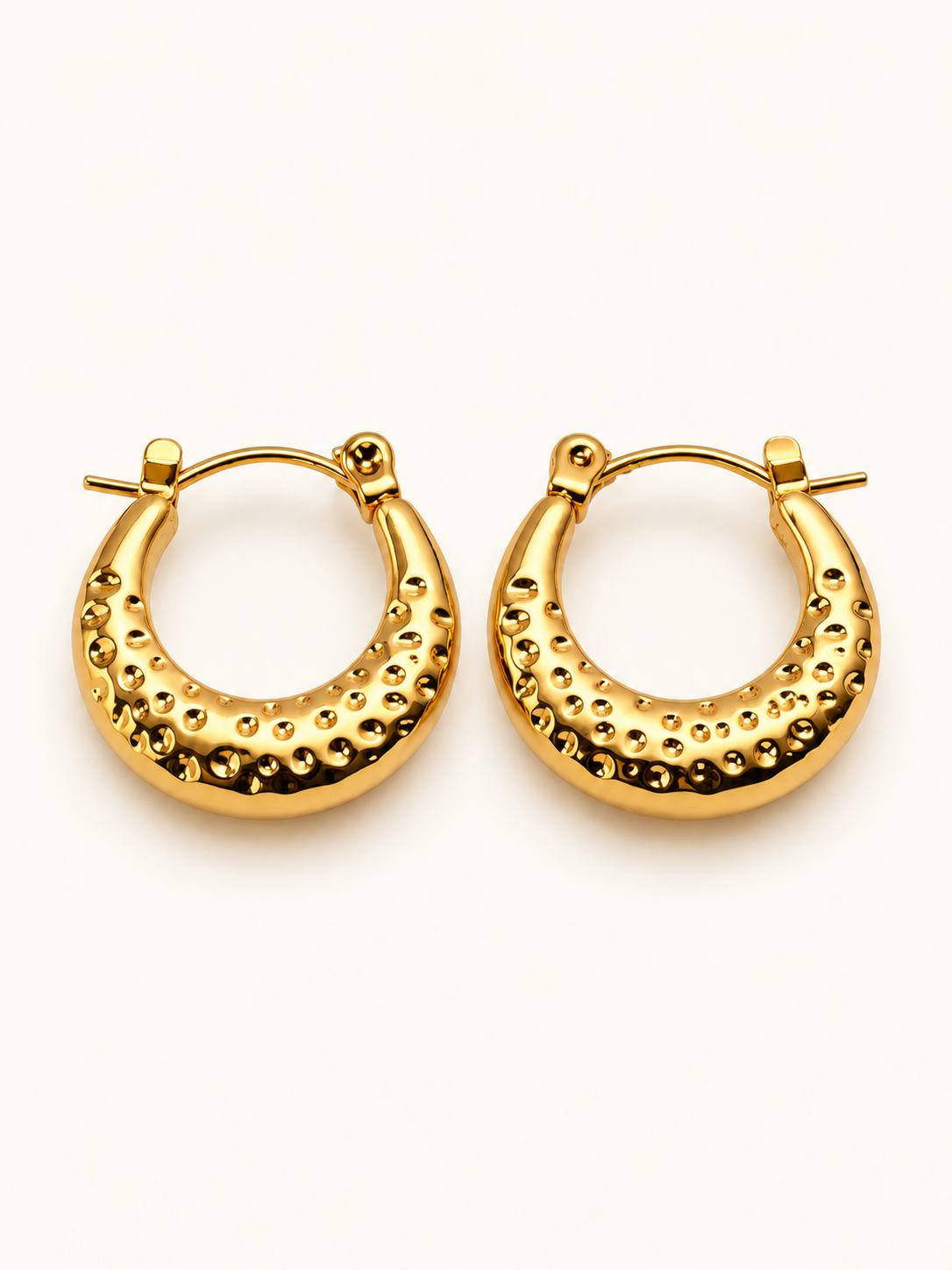 Golden Hammered Luxe Hoop Earrings
