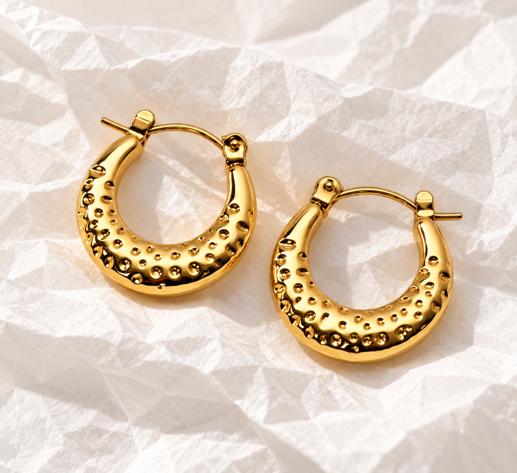 Golden Hammered Luxe Hoop Earrings