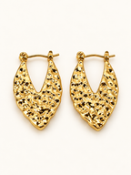 Golden Hammered Teardrop Earrings