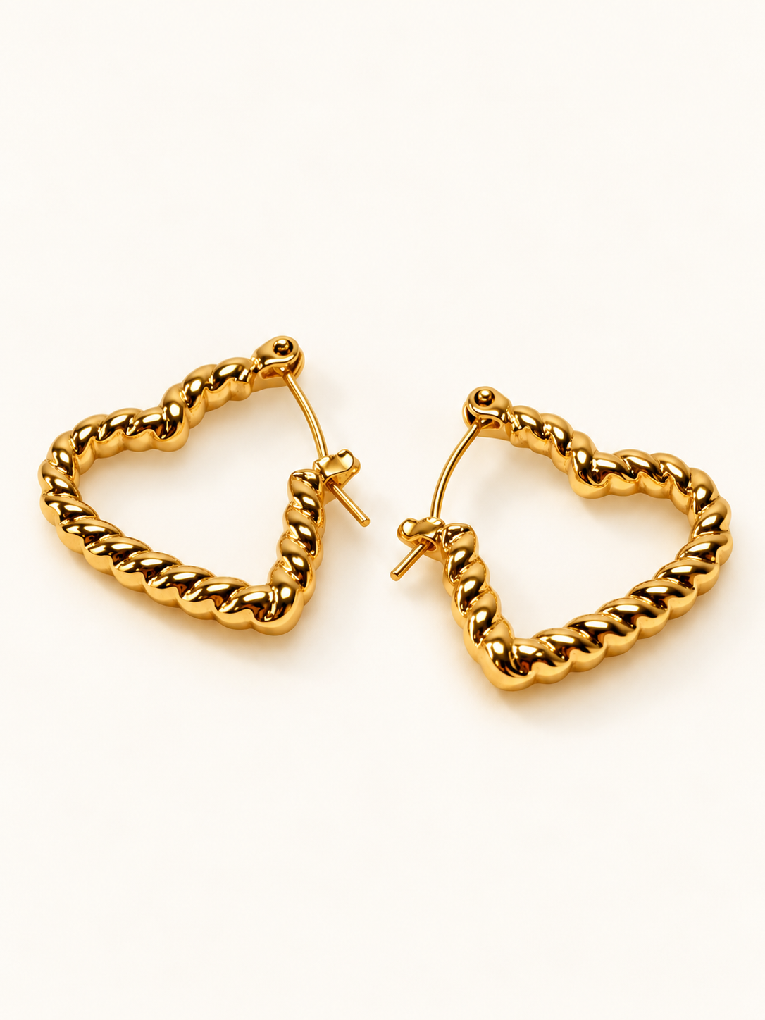 Golden Twisted Heart Hoops