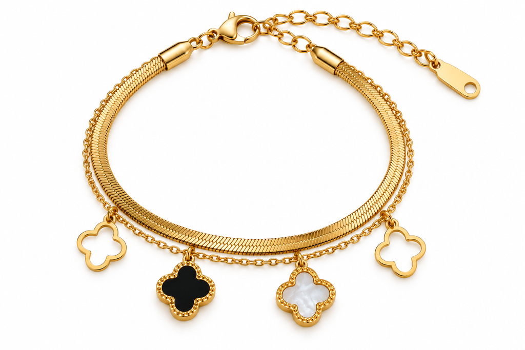 Golden Clover Charm Bracelet